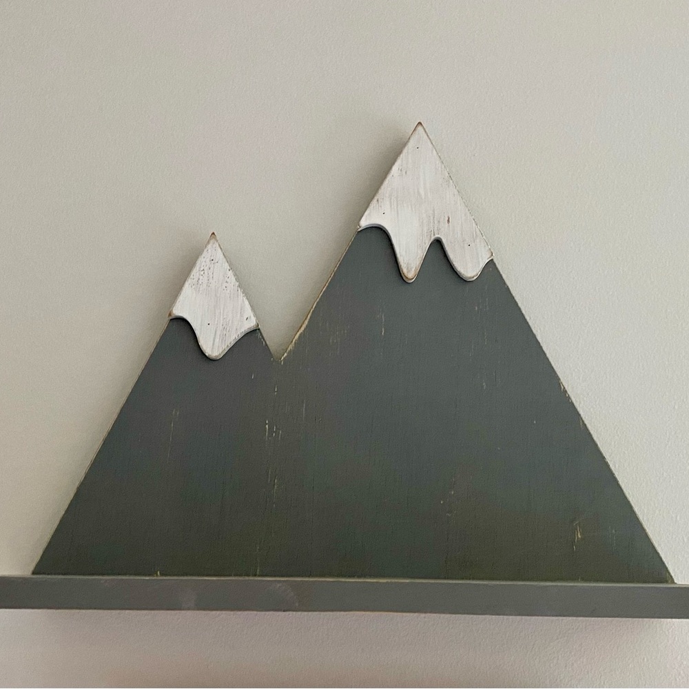 Gray and White Display Shelves with Geometric Design
